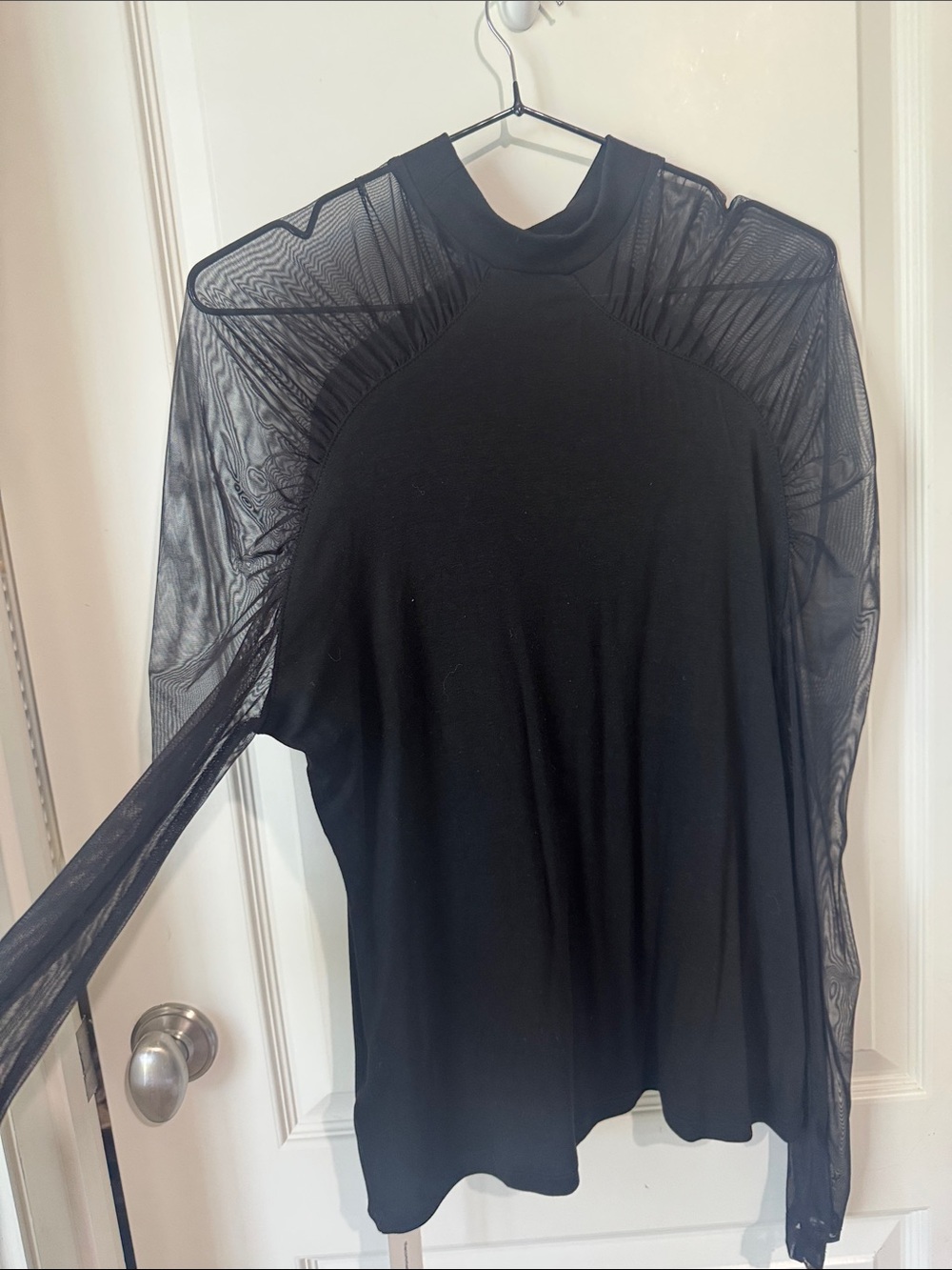Commense Black Mesh-Detail Top